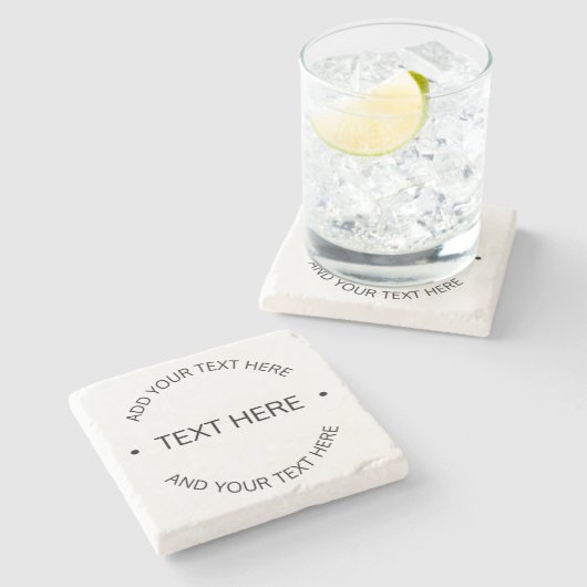 Einfaches, moderner bearbeitbarer Text | Weiß und  Steinuntersetzer (Seitenansicht)