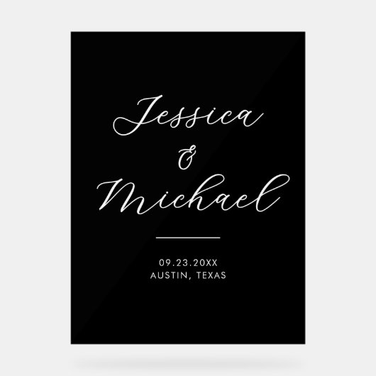 Einfaches, modernes Akryllisches Hochzeitszeichen Acrylschild (Vorderseite)