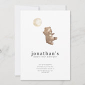 Einfaches, modernes Aquarellbär 1. Geburtstag Einladung (Vorderseite)