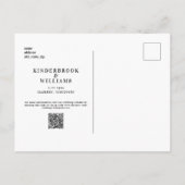Einfaches modernes B/W-Monogramm QR-Code Save The Postkarte (Rückseite)