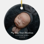 Einfaches modernes Baby-Foto Keramik Ornament (Hinten)