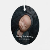 Einfaches modernes Baby-Foto Ornament Aus Metall (Vorderseite links)