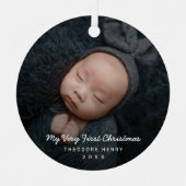 Einfaches modernes Baby-Foto Ornament Aus Metall (Vorderseite)