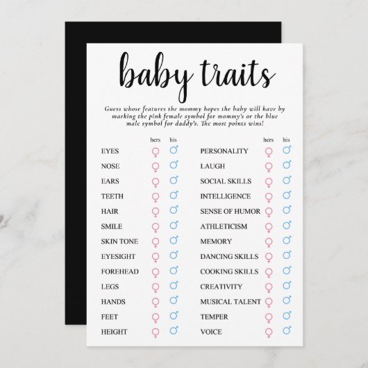 Einfaches, modernes Babytrait | Klassische Keepake Einladung (Vorne/Hinten)