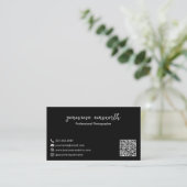 Einfaches, modernes Black Foto QR Code Elegant Visitenkarte (Stehend Vorderseite)