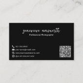Einfaches, modernes Black Foto QR Code Elegant Visitenkarte (Vorderseite)