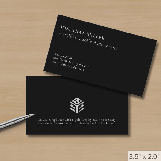 Einfaches, modernes Black Luxe Logo Visitenkarte
