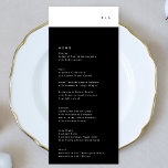 Einfaches, modernes Black Stripe Monogram Wedding  Menükarte<br><div class="desc">schlankes Menü,  um der Sammlung zu entsprechen *Wenn Sie mehr Papieroptionen wünschen,  kann dieses Design in ein schlankes Programm übertragen *oder für weitere Hilfe kontaktieren Sie mich</div>