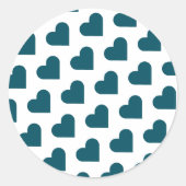 Einfaches, modernes Blaues Herz-Muster Runder Aufkleber (Vorderseite)