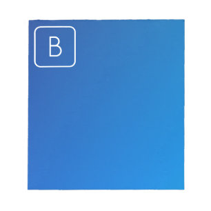 Einfaches modernes blaues Ombre-Gefälle & Monogram Notizblock