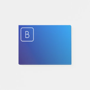 Einfaches modernes blaues Ombre-Gefälle & Monogram Post-it Klebezettel