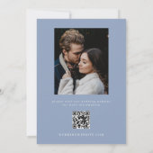 Einfaches, modernes Blue Foto & QR Code Save The Date (Rückseite)