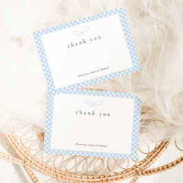 Einfaches, modernes Blue Kariert Bow Dankeskarte