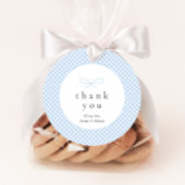 Einfaches, modernes Blue Kariert Bow Geschenkanhänger