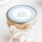 Einfaches, modernes Blue Kariert Bow Runder Aufkleber