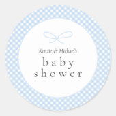 Einfaches, modernes Blue Kariert Bow Runder Aufkleber (Vorderseite)