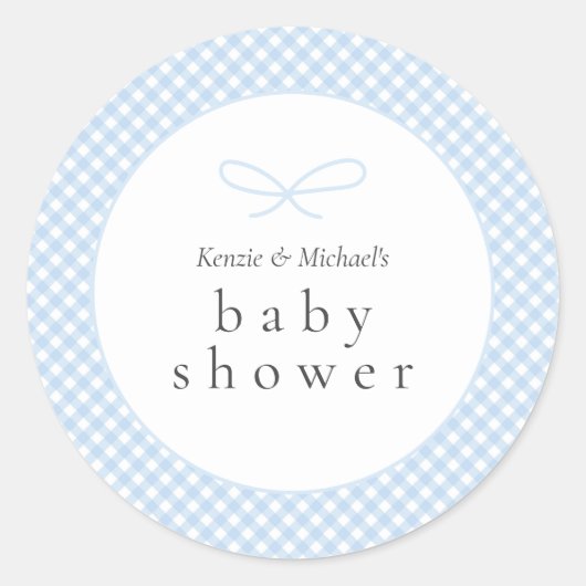 Einfaches, modernes Blue Kariert Bow Runder Aufkleber (Vorderseite)