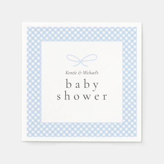 Einfaches, modernes Blue Kariert Bow Serviette (Vorderseite)