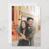 Einfaches, modernes Blue Script Foto Hochzeit Save The Date (Rückseite)