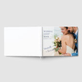 Einfaches, modernes Blue Text Foto Wedding Guest B Gästebuch (Voll)