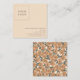 Einfaches Modernes Boho-Blumen-Logo Weiblich Quadratische Visitenkarte