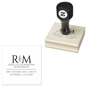 Einfaches modernes botanisches Hochzeitsmonogramm Gummistempel