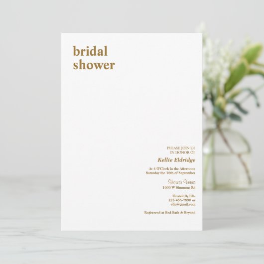 Einfaches modernes Brautparty Einladung (Stehend Vorderseite)