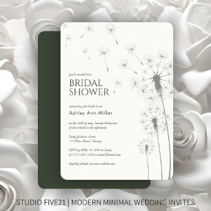 Einfaches, modernes Brautparty mit grünen Leuchten Einladung