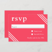 Einfaches modernes Bright Coral Wedding RSVP Begleitkarte (Vorne/Hinten)