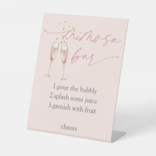 Einfaches, modernes Brunch-Bar mit blubbly mimosa Sockelschild