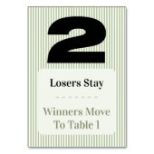 Einfaches Modernes Bunco-Tisch-Zwei-Karten-Set  Tischnummer (Rückseite)