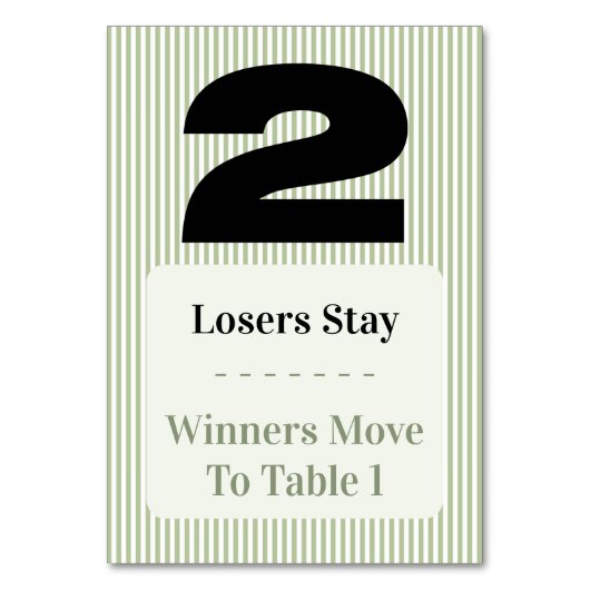 Einfaches Modernes Bunco-Tisch-Zwei-Karten-Set  Tischnummer (Vorderseite)
