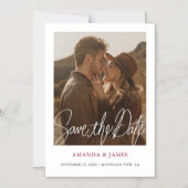 Einfaches modernes Burgund-Foto Save the Date Magneteinladung (Vorderseite)