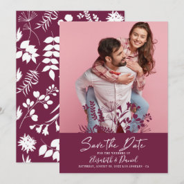 Einfaches modernes Burgund-Hochzeitsstift Save the Date