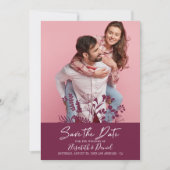 Einfaches modernes Burgund-Hochzeitsstift Save the Save The Date (Vorderseite)