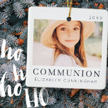 Einfaches, modernes Chic Custom First CommunityFot Keramikornament<br><div class="desc">Design besteht aus modernem,  schicken Typografie mit Sans Serif und Serif Schriftart. Fügen Sie ein individuelles Foto Ihres Sohnes/Ihrer Tochter und des Jahres hinzu.</div>