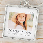 Einfaches, modernes Chic Custom First CommunityFot Schlüsselanhänger<br><div class="desc">Design besteht aus modernem,  schicken Typografie mit Sans Serif und Serif Schriftart. Fügen Sie ein individuelles Foto Ihres Sohnes/Ihrer Tochter und des Jahres hinzu.</div>