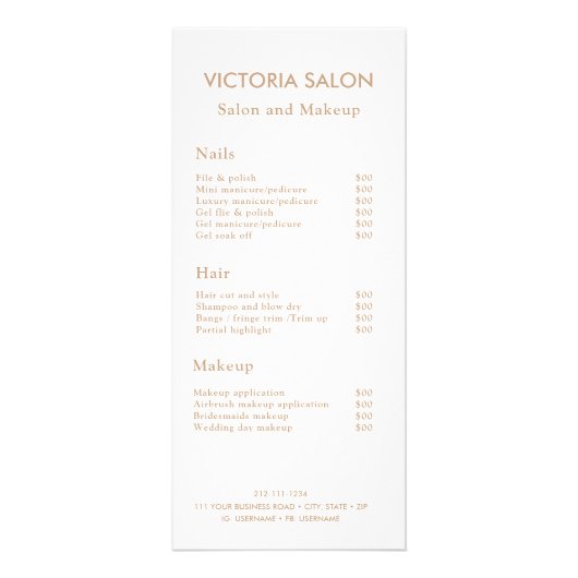 Einfaches, modernes Chic Einzigartiges Weißes Salo Werbekarte (Vorne)