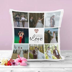Einfaches modernes chic Foto-Collage-Gitter Liebes Kissen