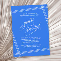 Einfaches modernes Cobalt Blue Retirement Party
