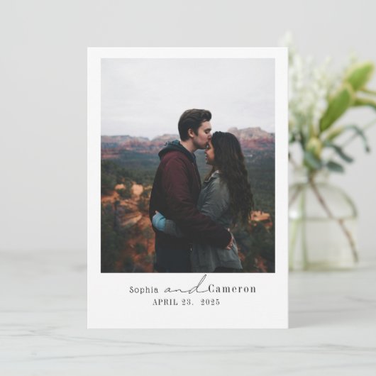 Einfaches modernes Collage Minimal Foto einzigarti Save The Date (Stehend Vorderseite)