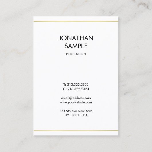 Einfaches modernes Design Kreativ Beruflich Gold Visitenkarte (Vorderseite)