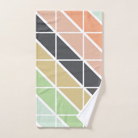 Einfaches modernes Dreieck-Muster in sanften Erdtö Badhandtuch Set (Handtuch)