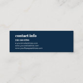 Einfaches, modernes dunkles Blau und Weiß Mini Visitenkarte (Rückseite)
