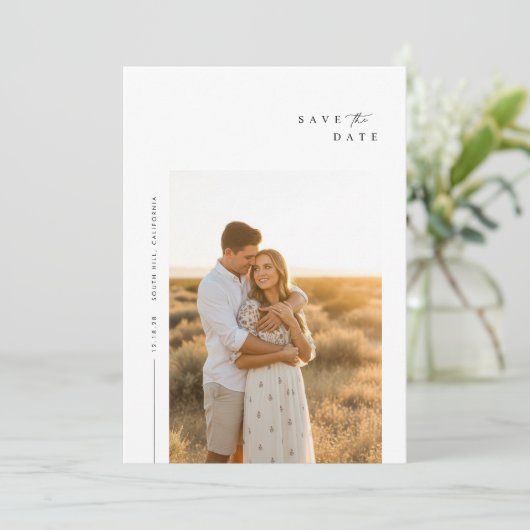 Einfaches modernes elegantes Foto Save the Date (Stehend Vorderseite)