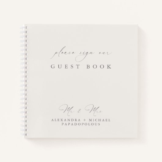 Einfaches modernes elegantes Gästebuch für Hochzei Notizblock (Vorderseite)
