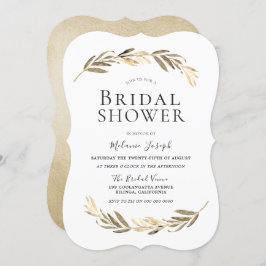 Einfaches modernes elegantes Gold Leaf Brautparty Einladung