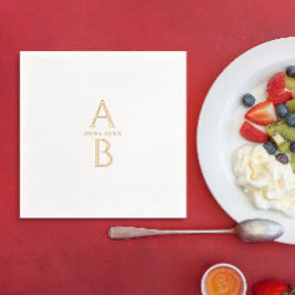 Einfaches, modernes, elegantes Hochzeitdatum und M Servietten Mit Folie