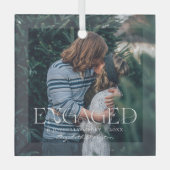 Einfaches modernes elegantes Verlobtes Foto | Weih Ornament Aus Glas (Vorderseite)