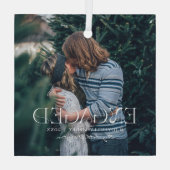 Einfaches modernes elegantes Verlobtes Foto | Weih Ornament Aus Glas (Rückseite)